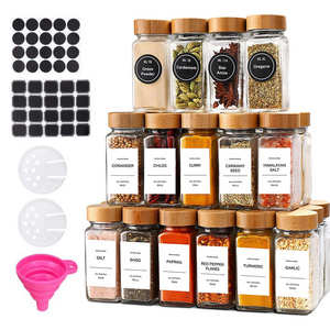 New Customized Private Label 4 Oz 24pcs Set High Airtight Kitchen Food Storage Container Glass Spice Jar With Bamboo Lids