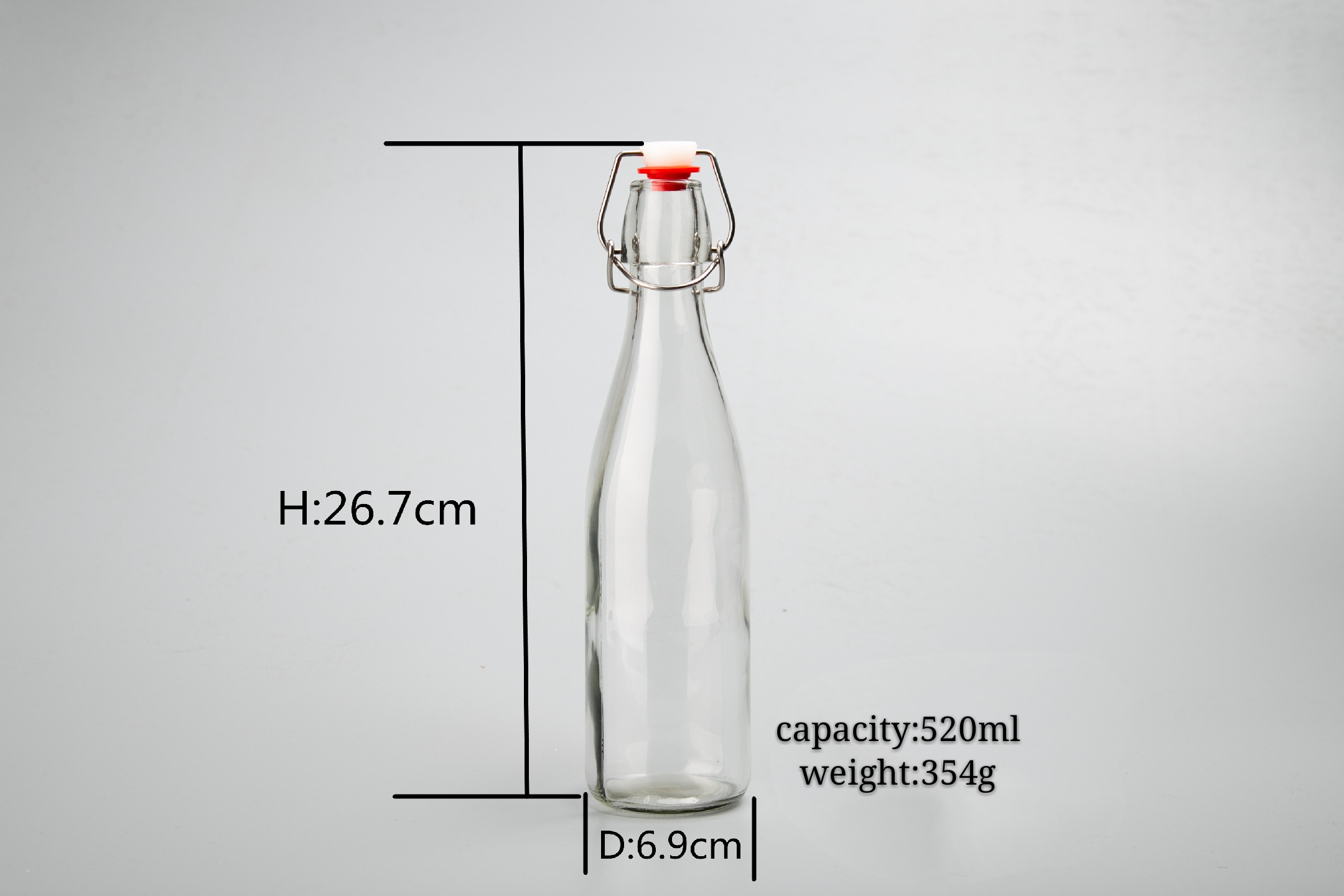 Wholesale Factory price 500ml Empty Clear Drinking Beverage Container Glass Bottle  glass swing top bottle