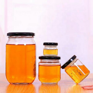 Factory Produced  Food Grade Empty Clear Round Glass Honey Jar