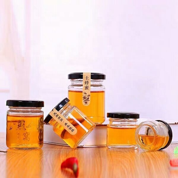 Factory Produced  Food Grade Empty Clear Round Glass Honey Jar