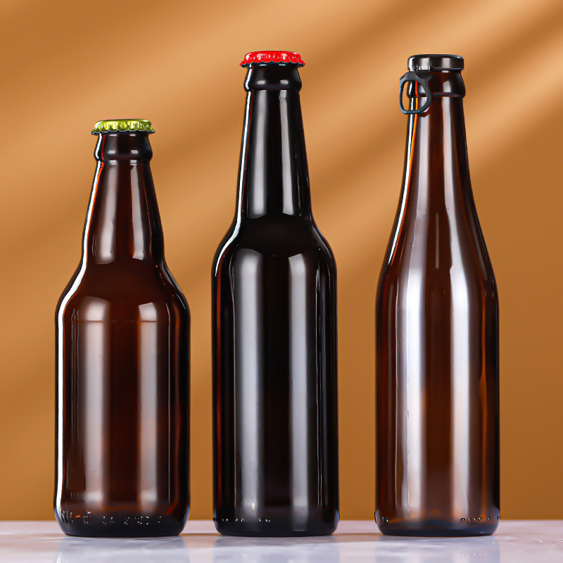 Wholesale 330ml 12oz Black Amber Beer Bottle For Packing Glass Bottle With Crown Caps Beer Bottle 330 Ml