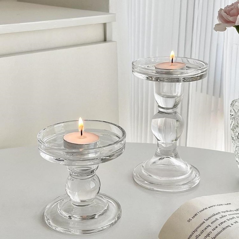 Morden Design Nordic Tealight Sublimation Romantic Candelabras Glass Crystal Candle Holder Candlestick