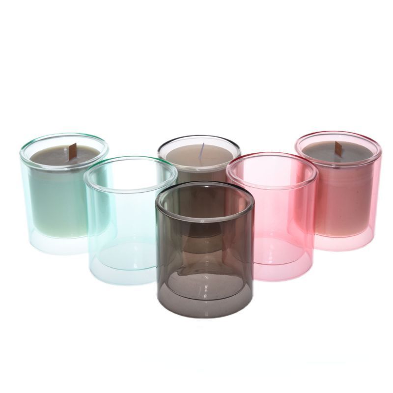 home decorative hand made blown scented candle double wall luxury glass jars candle holder for candle