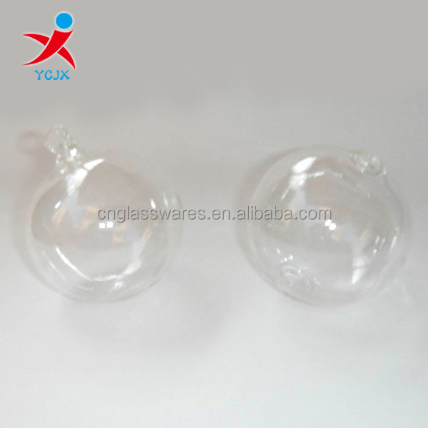 Handmade Christmas Glass Balls with Hole Clear Small Hollow Glass Ball for Christmas Ornament