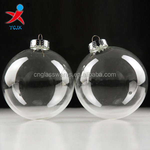 Handmade Christmas Glass Balls with Hole Clear Small Hollow Glass Ball for Christmas Ornament