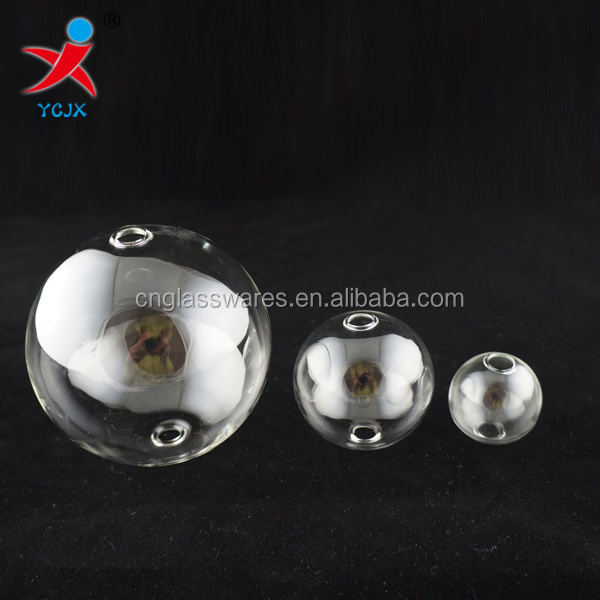 CLEAR BOROSILICATE GLASS HOLLOW BALLS/DECORATIVE GLASS BALL WITH SMALL HOLES