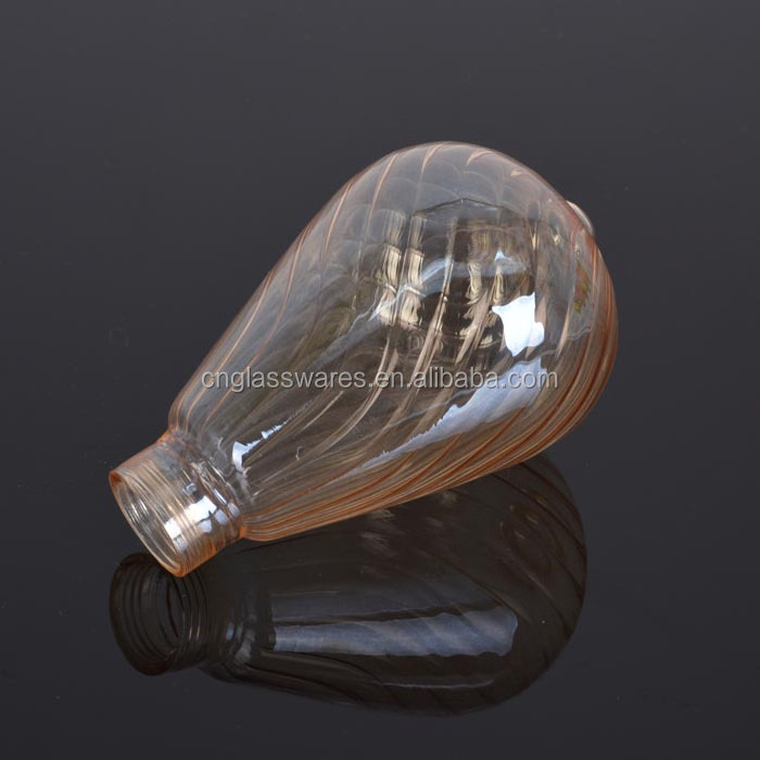 Handmade Painted Amber Yellow Glass Light Cover Striped G9 Bulb Light Borosilicate Glass Lamp shade for Ceiling Chandelier Lamp