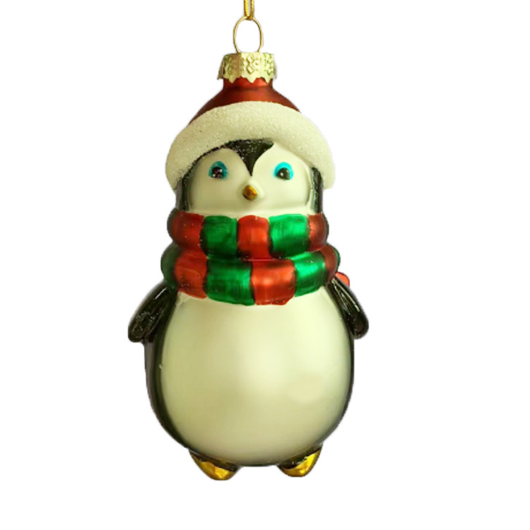 Hand Painted Colorful Glass Christmas Animal Ornaments Glass Bauble Christmas Hanging Ornament