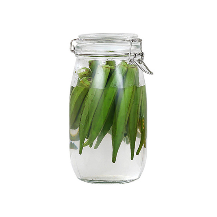 Airtight Clear Glass Jars with Flipping Top Lids Food Storage Round Jars for Loose Tea or Coffee Beans or Grains or Nuts