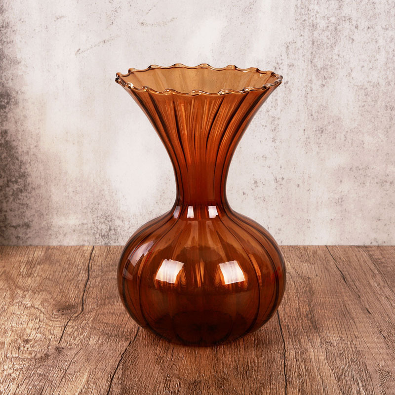 Handmade Tabletop borosilicate Glass Vase Decoration For Living Room Decoration Brown Bud Glass Flower Vase