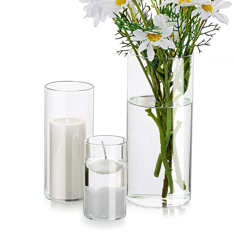 Clear Glass Cylinder Candle Holder Hurricane Candle Holders Centerpieces for Wedding Party