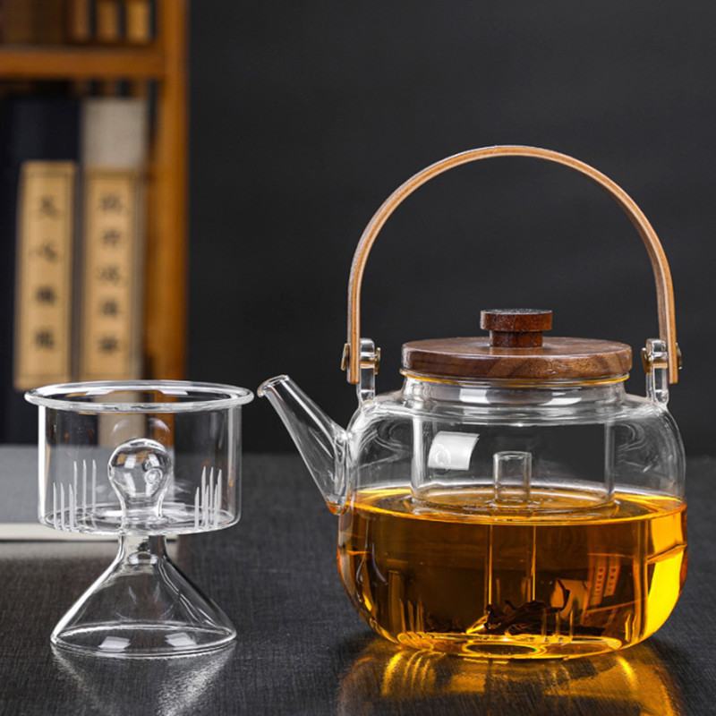 Transparent and Hammered Glass Teapot with Removable Infuser Stovetop Safe Tea Kettle Blooming and Loose Leaf Tea Maker Set