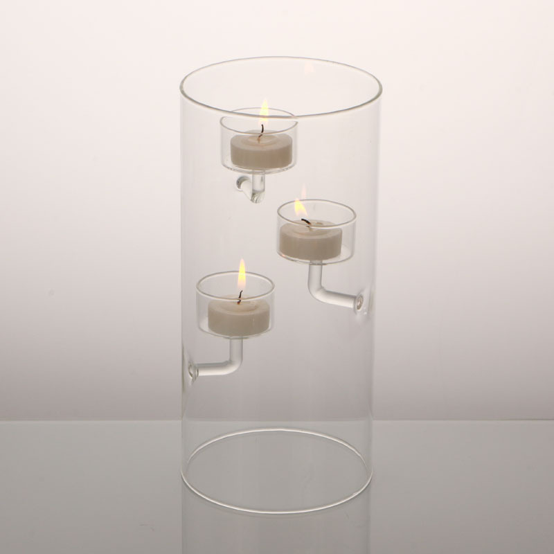 Handblown Heat Resistant Clear Borosilicate Tube Glass Cylinder Tealight Candle Holder