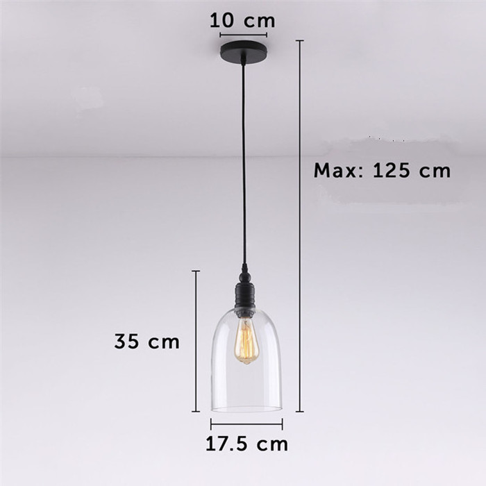 Modern Loft Cafe  Fashion Industrial Glass Shade Pendant Light for Ceiling Lamp