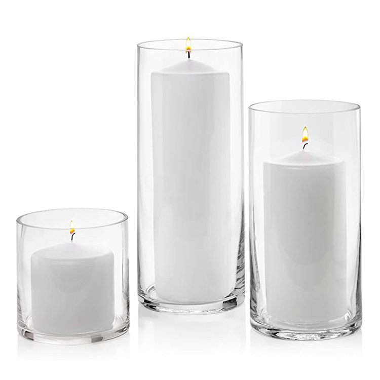 Clear Glass Cylinder Candle Holder Hurricane Candle Holders Centerpieces for Wedding Party