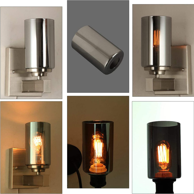 Modern Smoke Grey Glass Cylinder Lamp Shade Replacement Glass Globe or Cover for Light Fixture