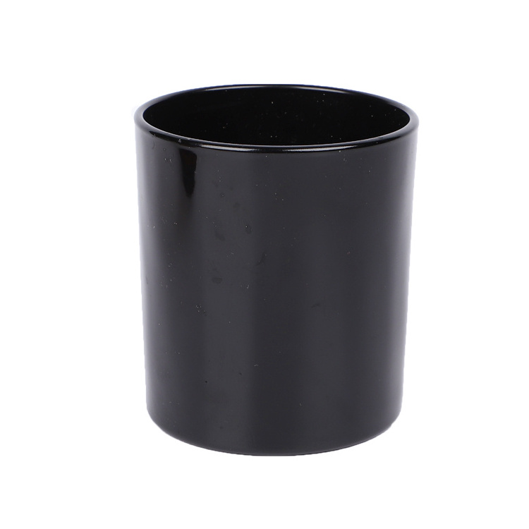 Black Glass Cup Candle Holders Cylinder Round Modern Glass Votive Candle Holder