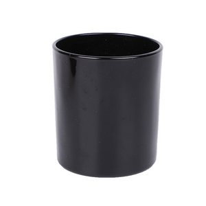 Black Glass Cup Candle Holders Cylinder Round Modern Glass Votive Candle Holder