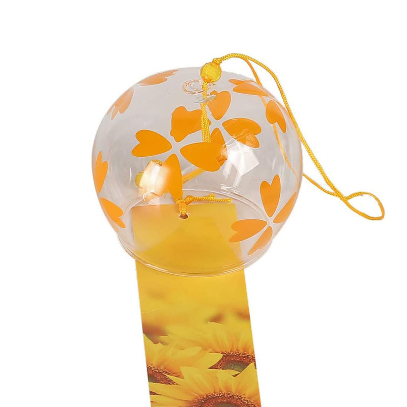 Japanese Style Indoor Decorative Hand Blown Glass Bells Wind Chimes with Custom Printed