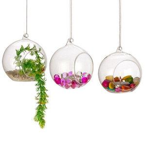 Air Plant Glass Terrarium Tea Light Cover Hanging 100mm Clear Glass Ball Candle Holders for Wedding Decoration