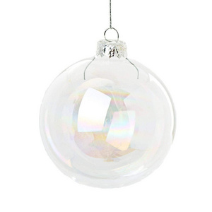 Handmade Christmas Glass Balls with Hole Clear Small Hollow Glass Ball for Christmas Ornament