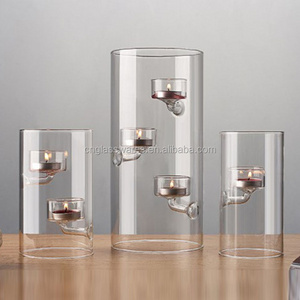 Handblown Heat Resistant Clear Borosilicate Tube Glass Cylinder Tealight Candle Holder