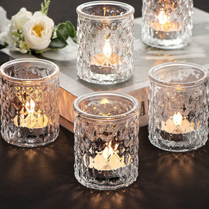 12pcs Glass Candle Holders Clear Glass Candle Holder in Bulk Tealight Candle Holder for Wedding Decor