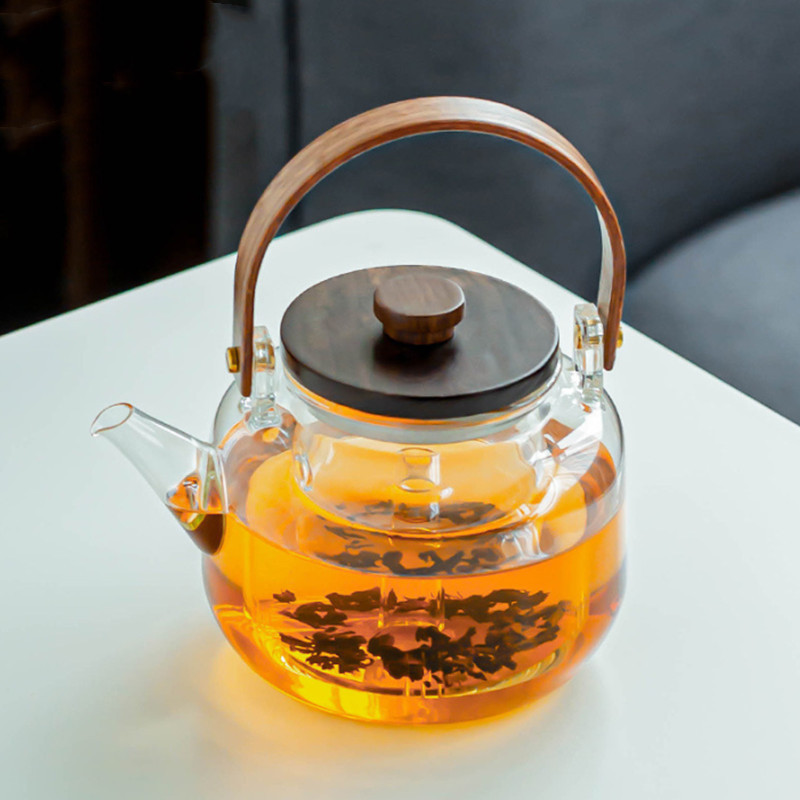 Transparent and Hammered Glass Teapot with Removable Infuser Stovetop Safe Tea Kettle Blooming and Loose Leaf Tea Maker Set