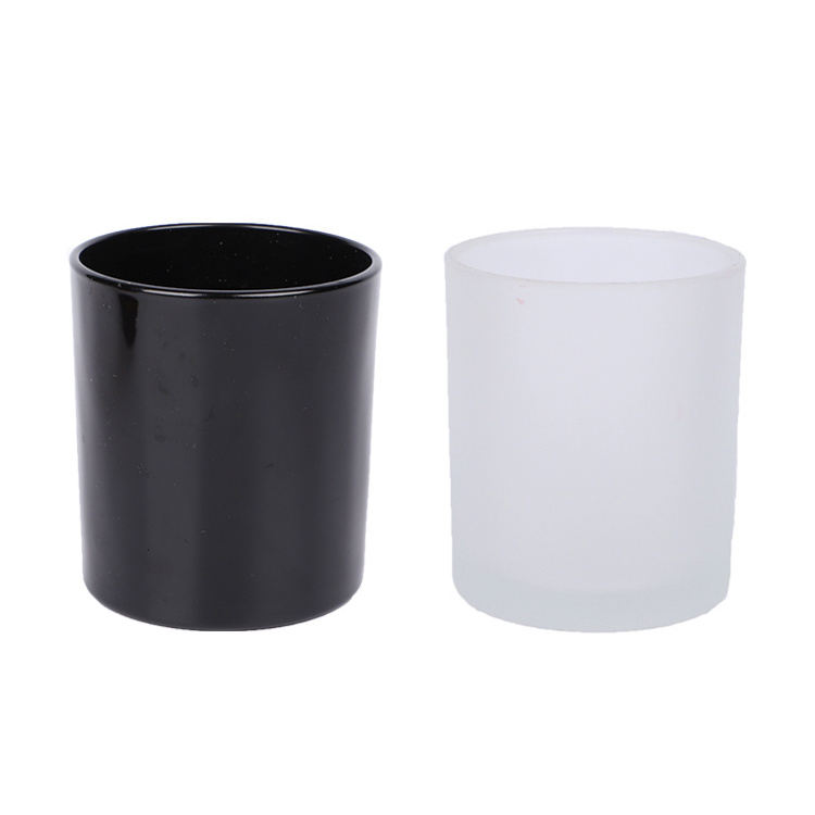 Black Glass Cup Candle Holders Cylinder Round Modern Glass Votive Candle Holder