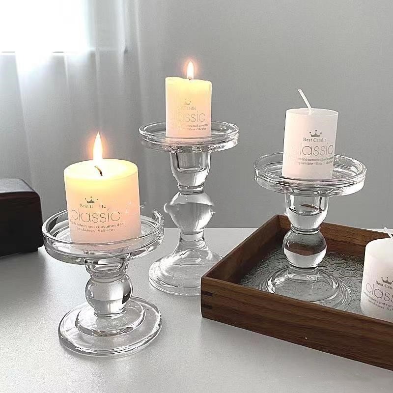 Morden Design Nordic Tealight Sublimation Romantic Candelabras Glass Crystal Candle Holder Candlestick