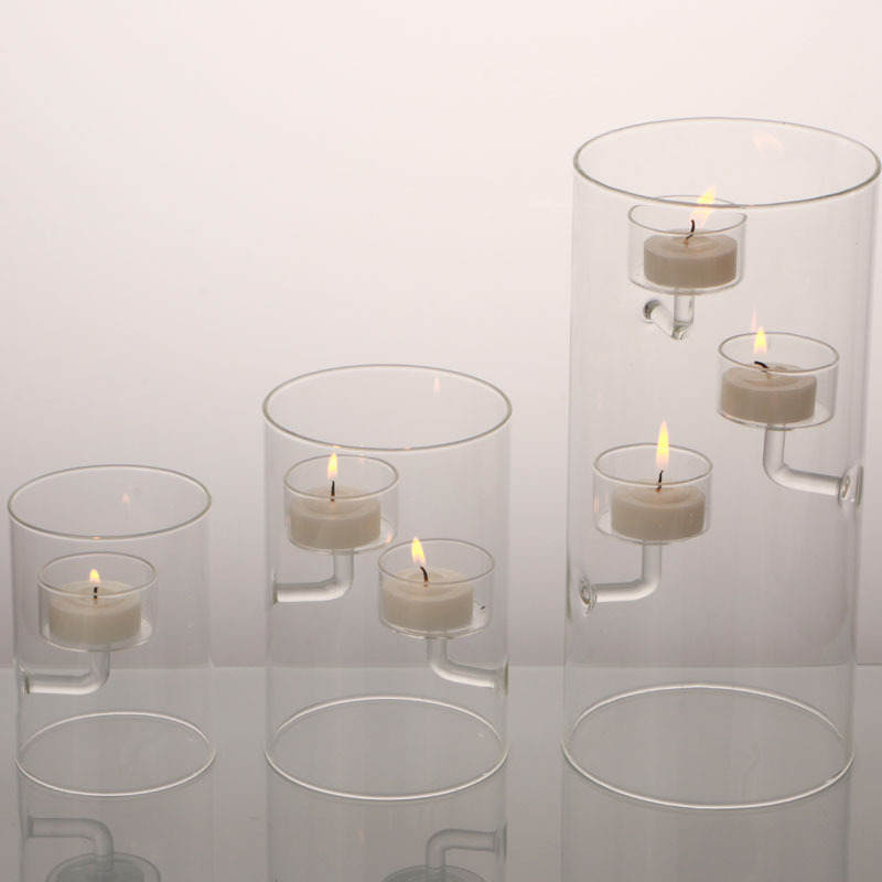 Home Decoration Wedding Decoration Handmade Borosilicate Glass Tealight Candle Holder Set