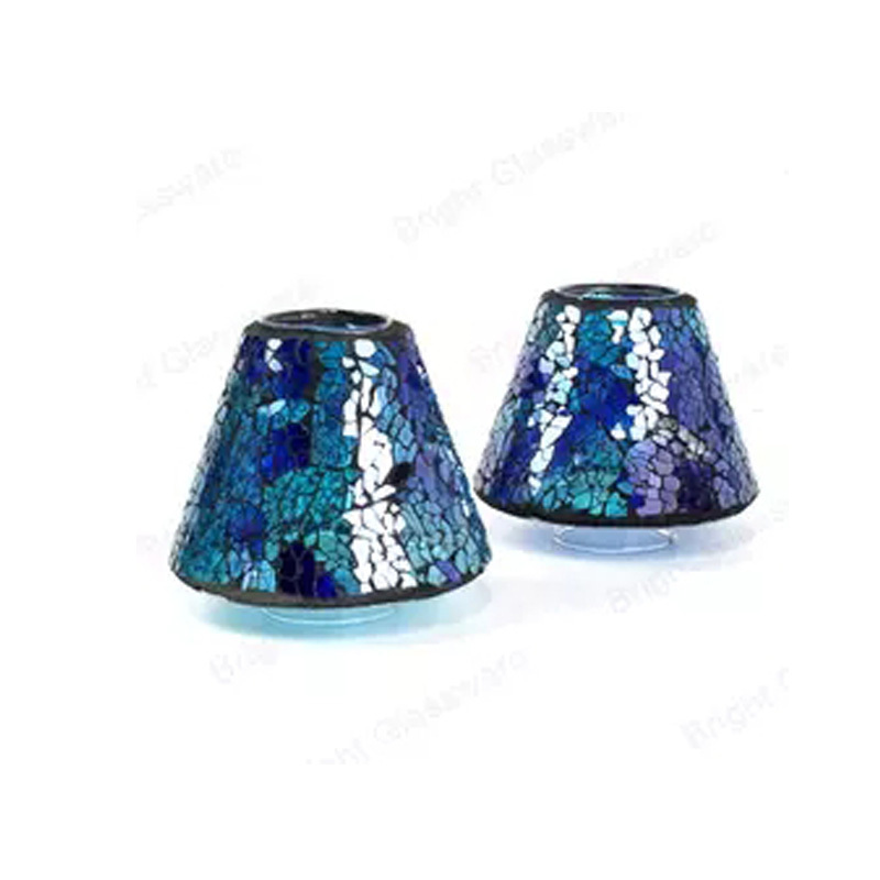 New custom candle holder luxury glass lampshade mushroom mosaic glass lamp shade