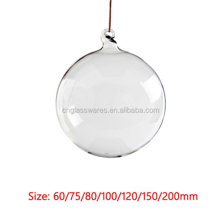 Handmade Christmas Glass Balls with Hole Clear Small Hollow Glass Ball for Christmas Ornament