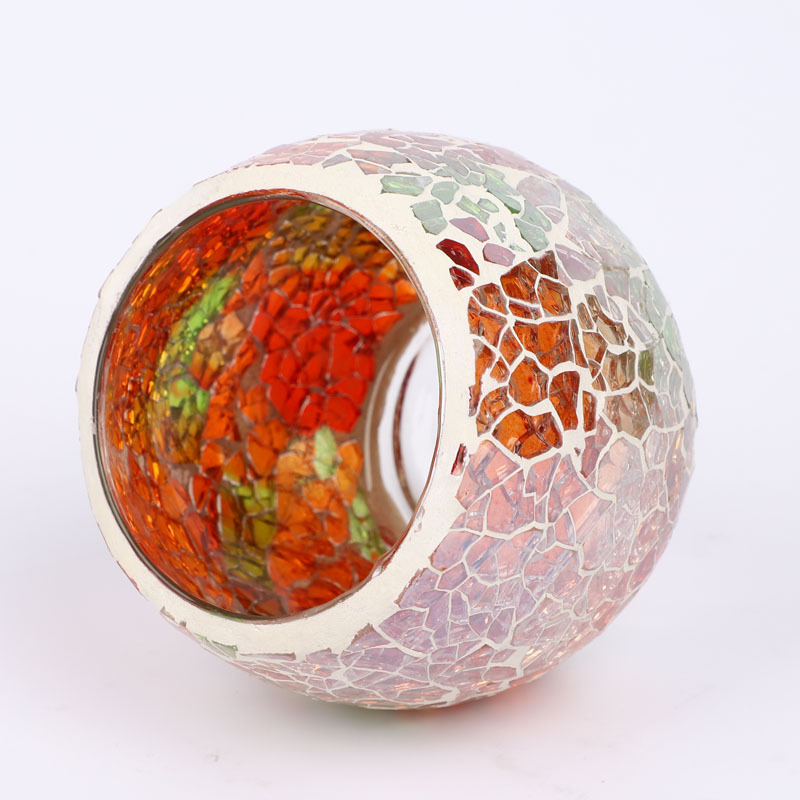 Handmade Mosaic Glass Tealight Holders Round Votive Candle Multi color Romantic Stained Cracked Table Centerpieces Party