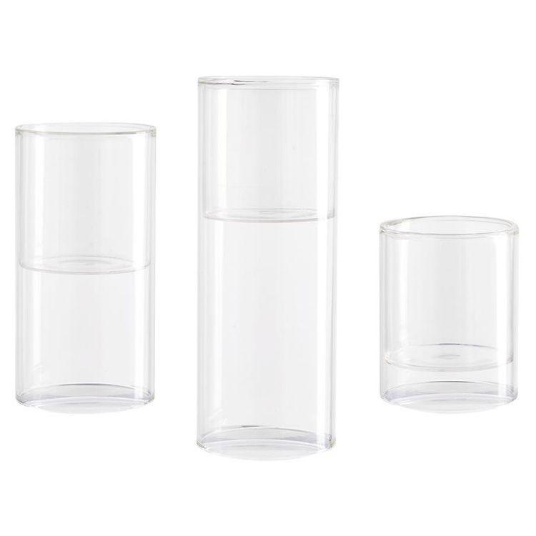 Modern 3 Tall Glass Candle Holder for Wedding Family Getting Together Parties Cylinder Candle Holders