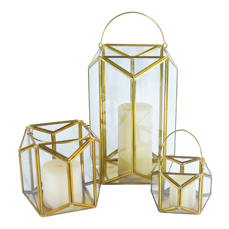 European outdoor furnishing articles, wrought iron candlestick, glass floor storm lantern wedding gift hotel decoration