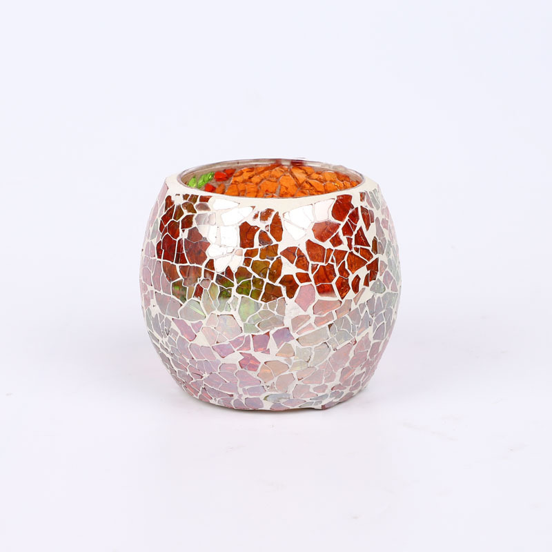 Hot Elegant Handmade Romantic Mosaic Glass Candle Holders Glass Candle Jars for Party Dinner Bar Restaurant Home Decor