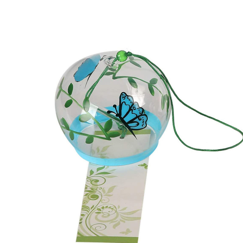 Japanese Style Indoor Decorative Hand Blown Glass Bells Wind Chimes with Custom Printed