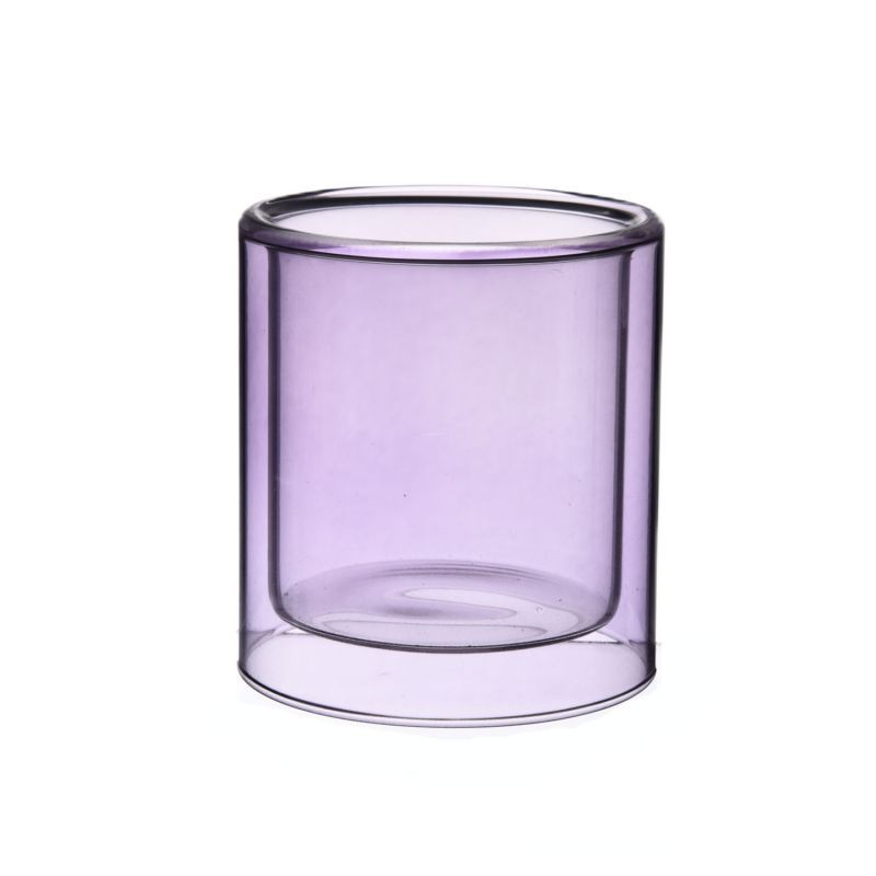 home decorative hand made blown scented candle double wall luxury glass jars candle holder for candle