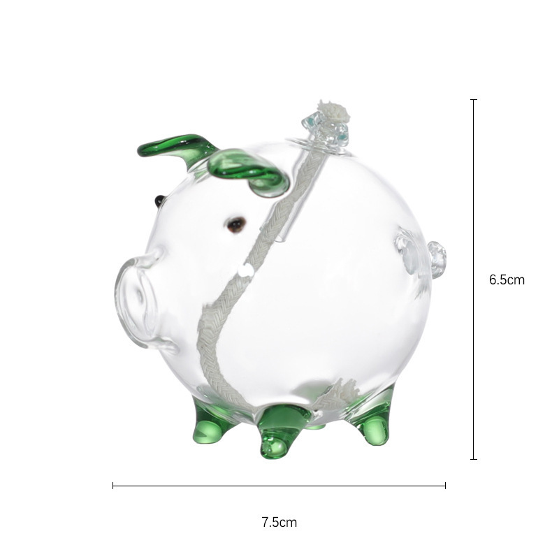 Customized Pig Shaped Refillable Glass Liquid Candle Replacement For Liquid Paraffin Disposable Fuel Cell Oil Lamp