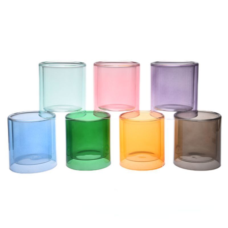 home decorative hand made blown scented candle double wall luxury glass jars candle holder for candle