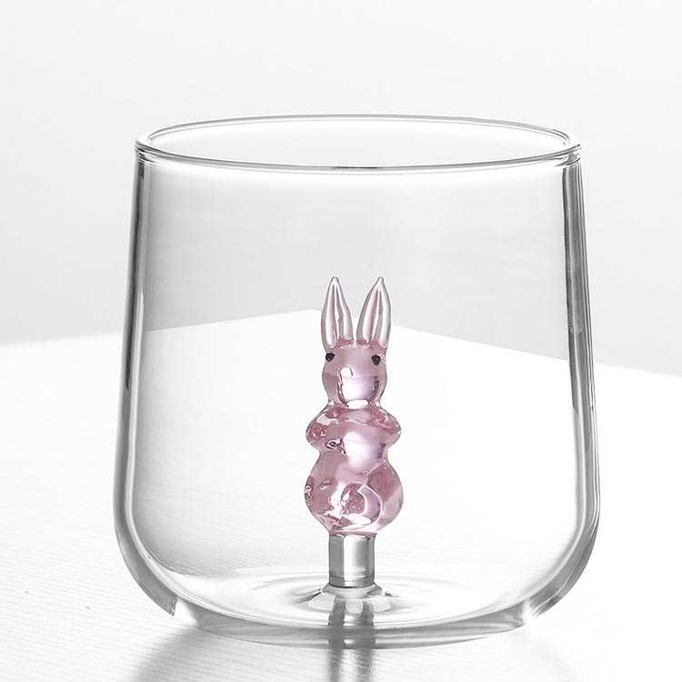 Custom 3D Animal Cartoon Cup Transparent Heat Resistant Creative Borosilicate Glass Drinking Water Cup