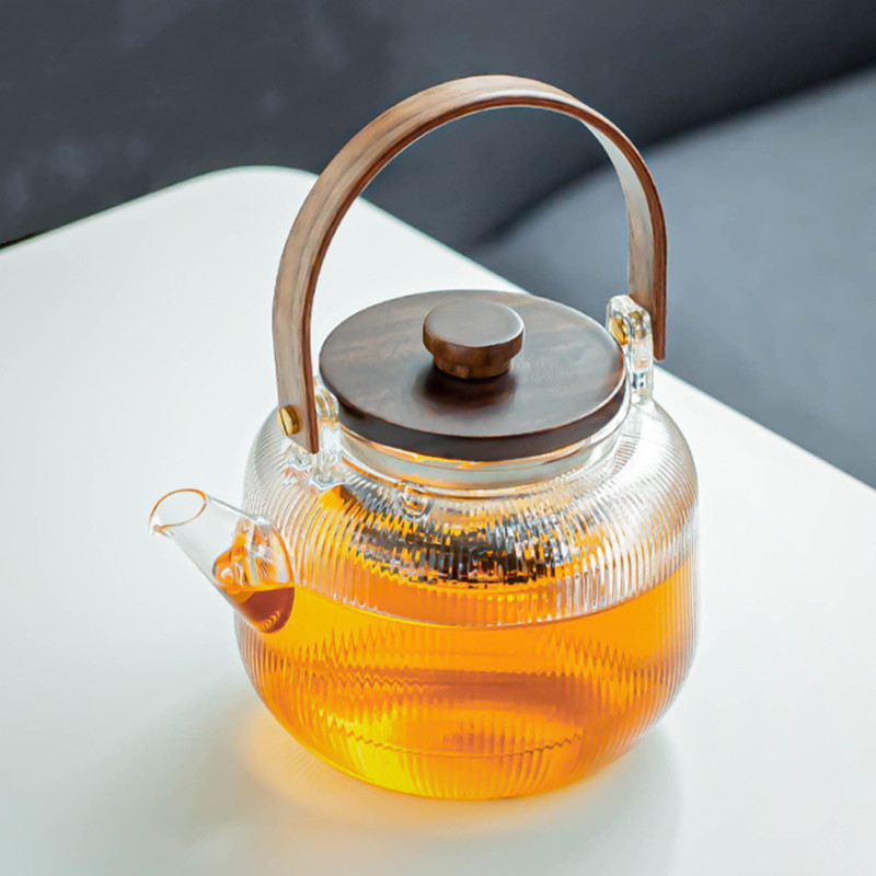 Transparent and Hammered Glass Teapot with Removable Infuser Stovetop Safe Tea Kettle Blooming and Loose Leaf Tea Maker Set