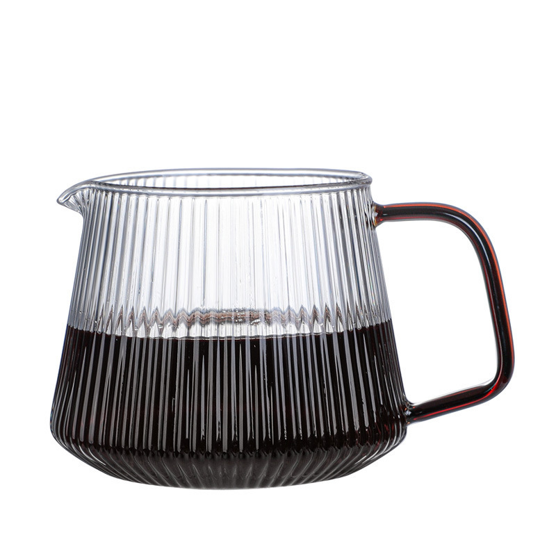 Heat Resistant Striped Clear Borosilicate Glass Lined Coffee Pot with Handle