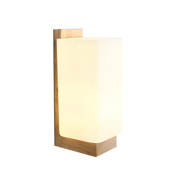 Hanging with Wood or Metal Stand Square Glass Wall Lamp Shade Led Light Cube Cover