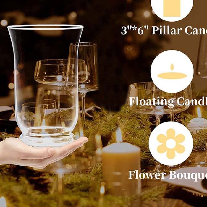 Hurricane Clear  glass Candle Holder for Home or Wedding