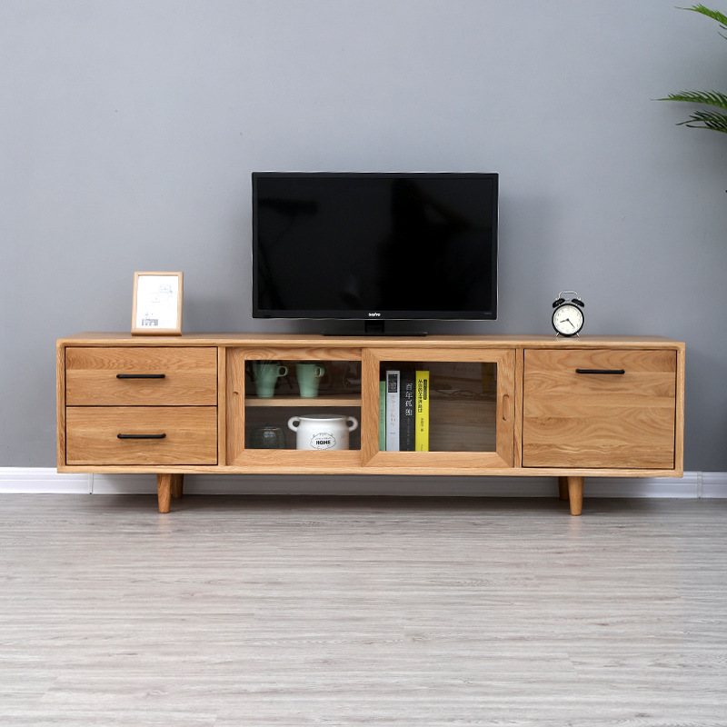 Black walnut white oak cherry solid wood modern simple small Nordic TV cabinet