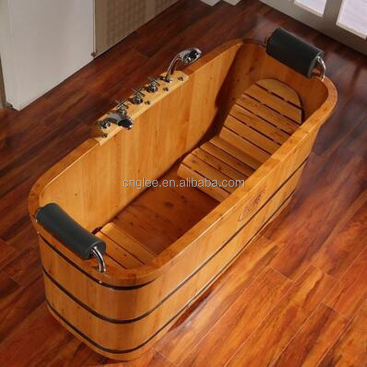 Nature indoor portable adult wooden barrel bath tub