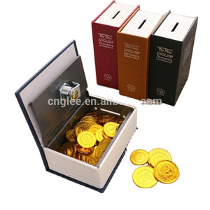 New design lovely nice-looking book shape coin bank professional wooden cash box money bank