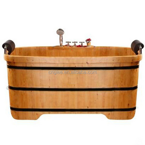 Nature indoor portable adult wooden barrel bath tub